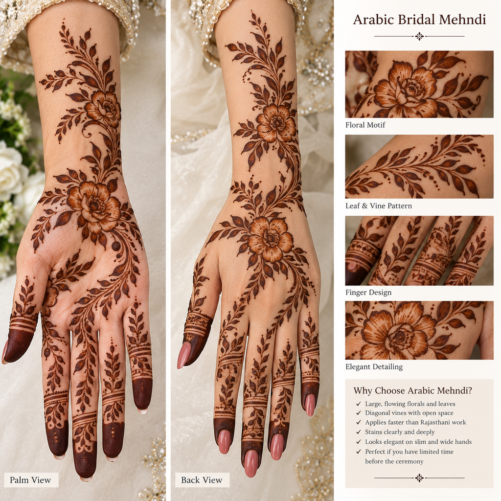 Arabic bridal mehndi design for back hand